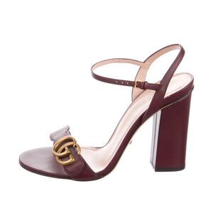 Gucci Lifford Calfskin GG Marmont Heels Vintage Bordeaux Burgundy Sandals New